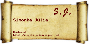 Simonka Júlia névjegykártya