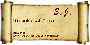 Simonka Júlia névjegykártya